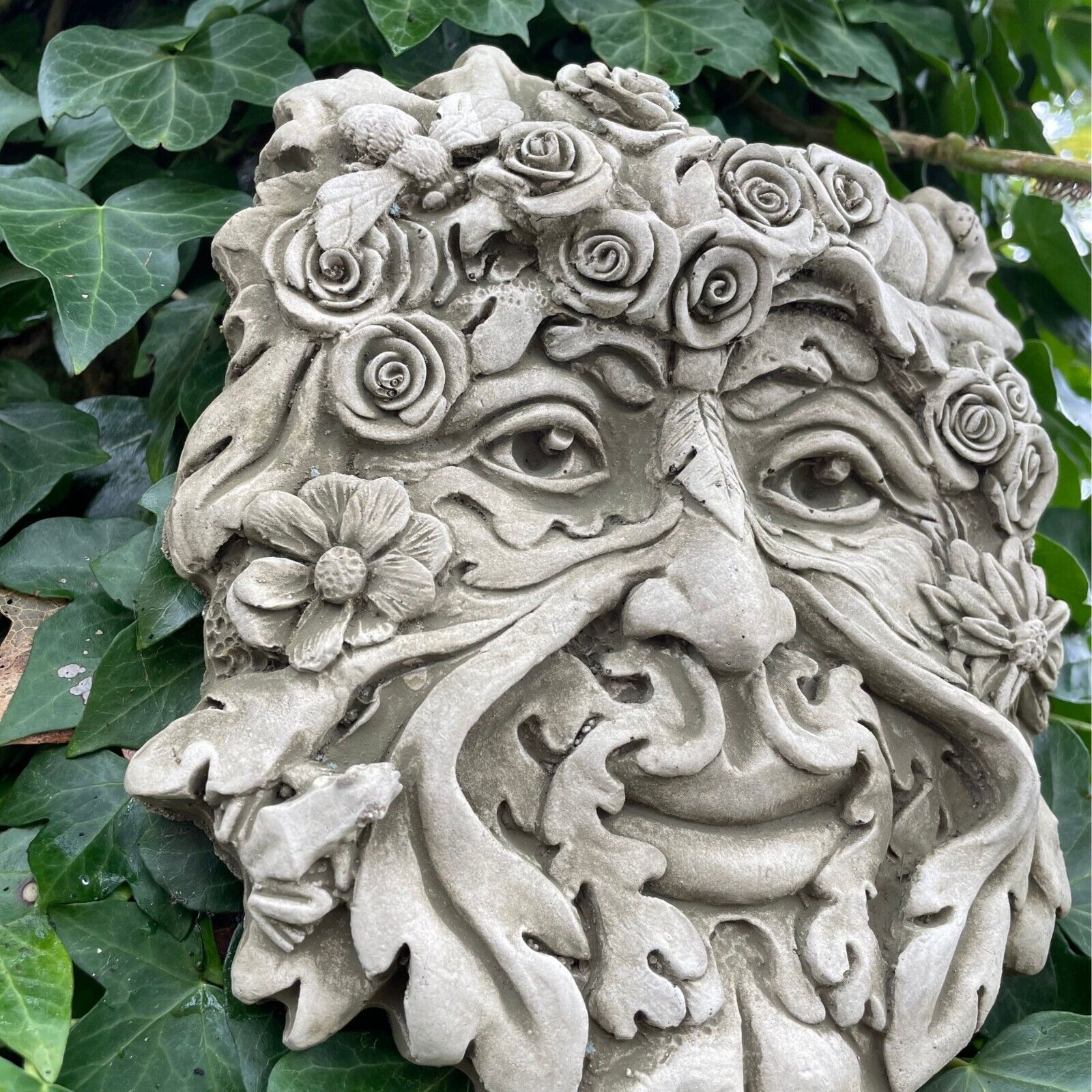 Summer Green Man Stone Hanging Plaque