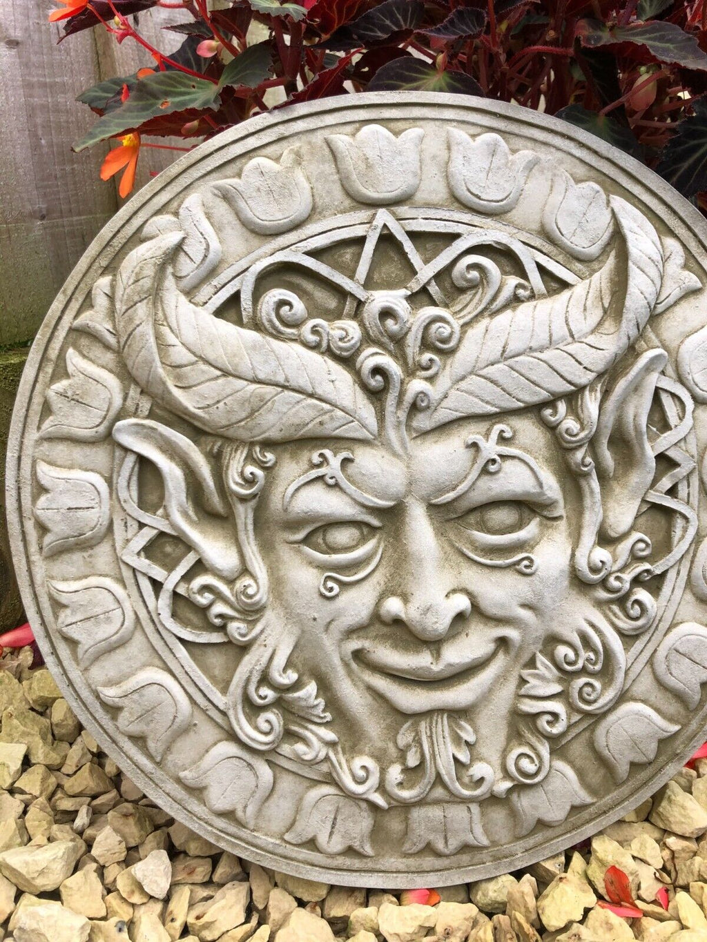 Mr Green Man Stone Hanging Plaque