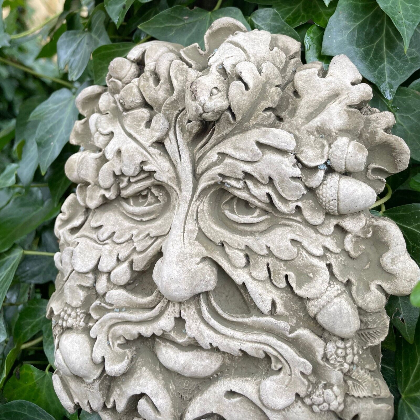Set 4x Four Seasons Green Man Stone Hanging Plaque | Ivy