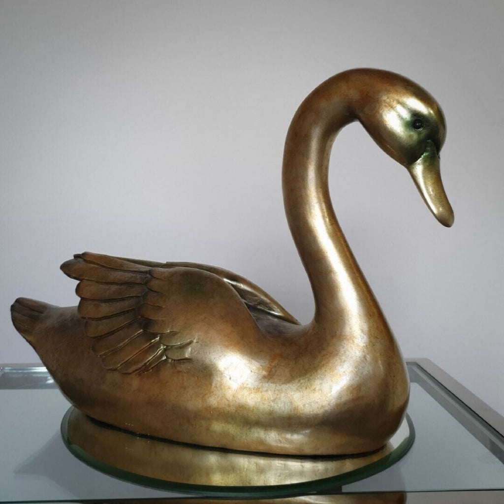 Large Swan in Gold Resin Home Ornament