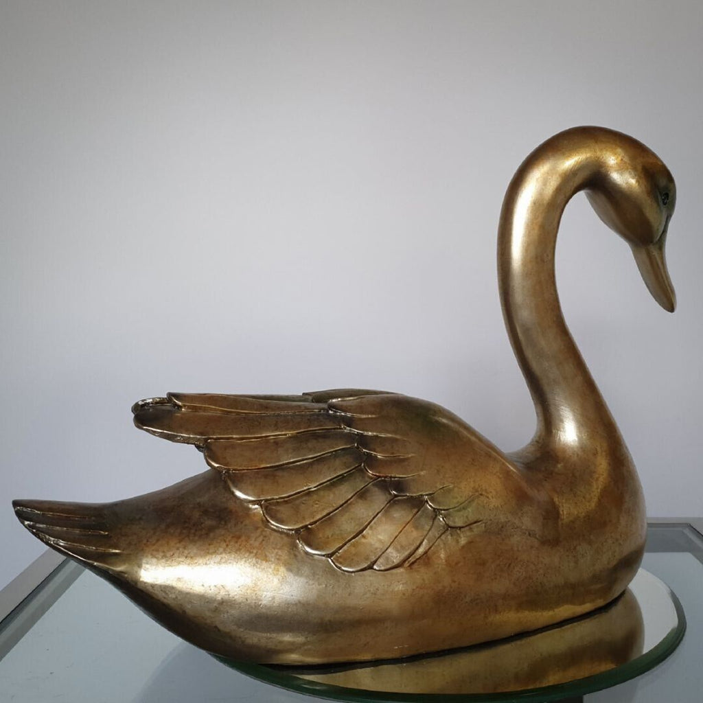 Large Swan in Gold Resin Home Ornament