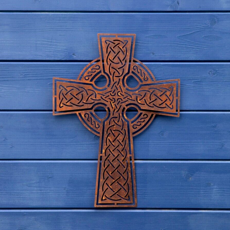 Large 40cm Celtic Cross Metal Wall Plaque