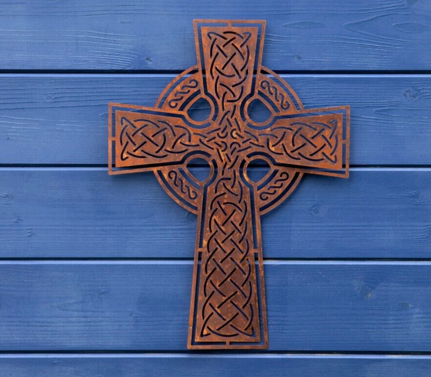 Large 40cm Celtic Cross Metal Wall Plaque
