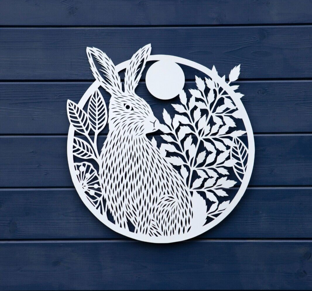 40cm Winter Hare Metal Wall Plaque