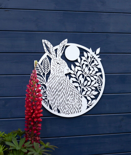 40cm Winter Hare Metal Wall Plaque