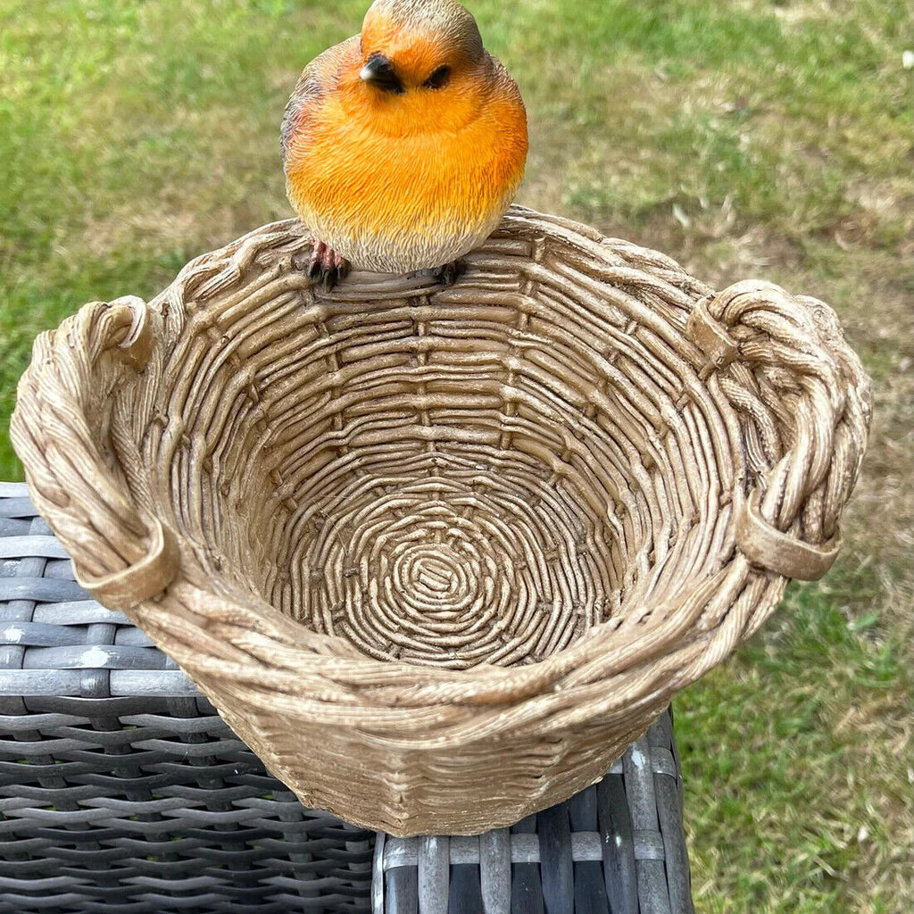 Robin on Basket Bird Feeder