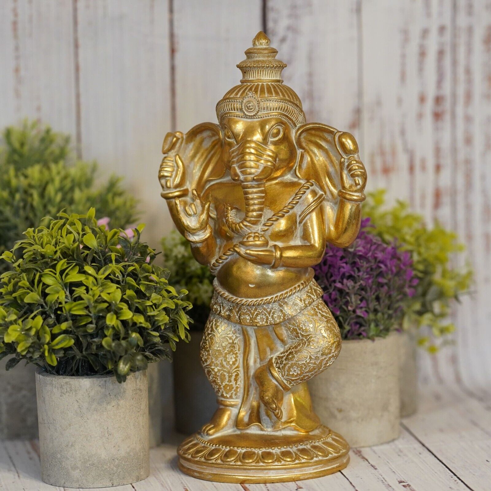 Dancing Ganesh Statue in Gold