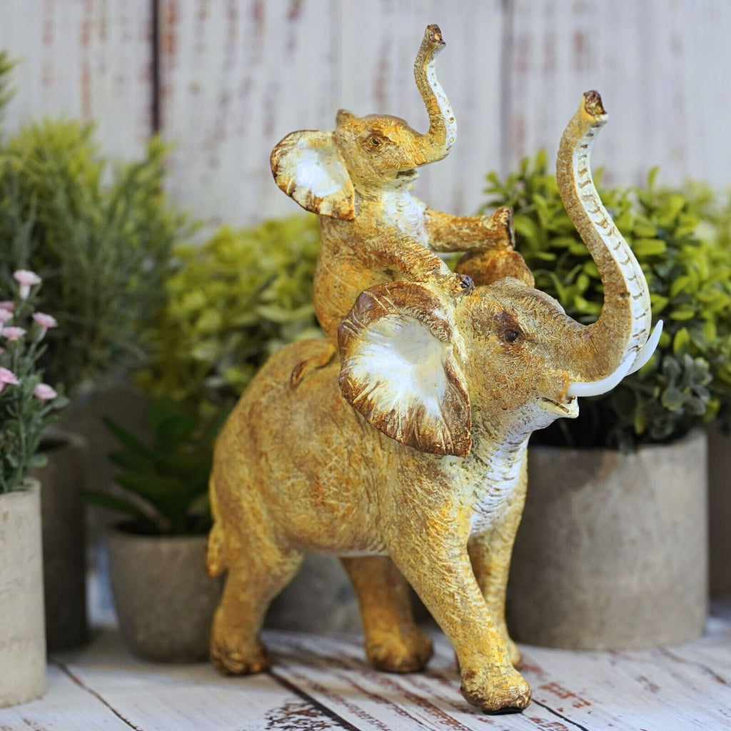 Elephant with Calf African Animal Statue