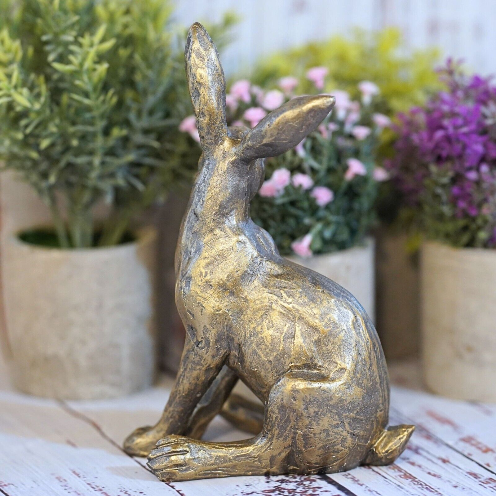 Hare Resin Statue in Bronze Finish