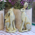 Pair of Hare Resin Statues in Grey