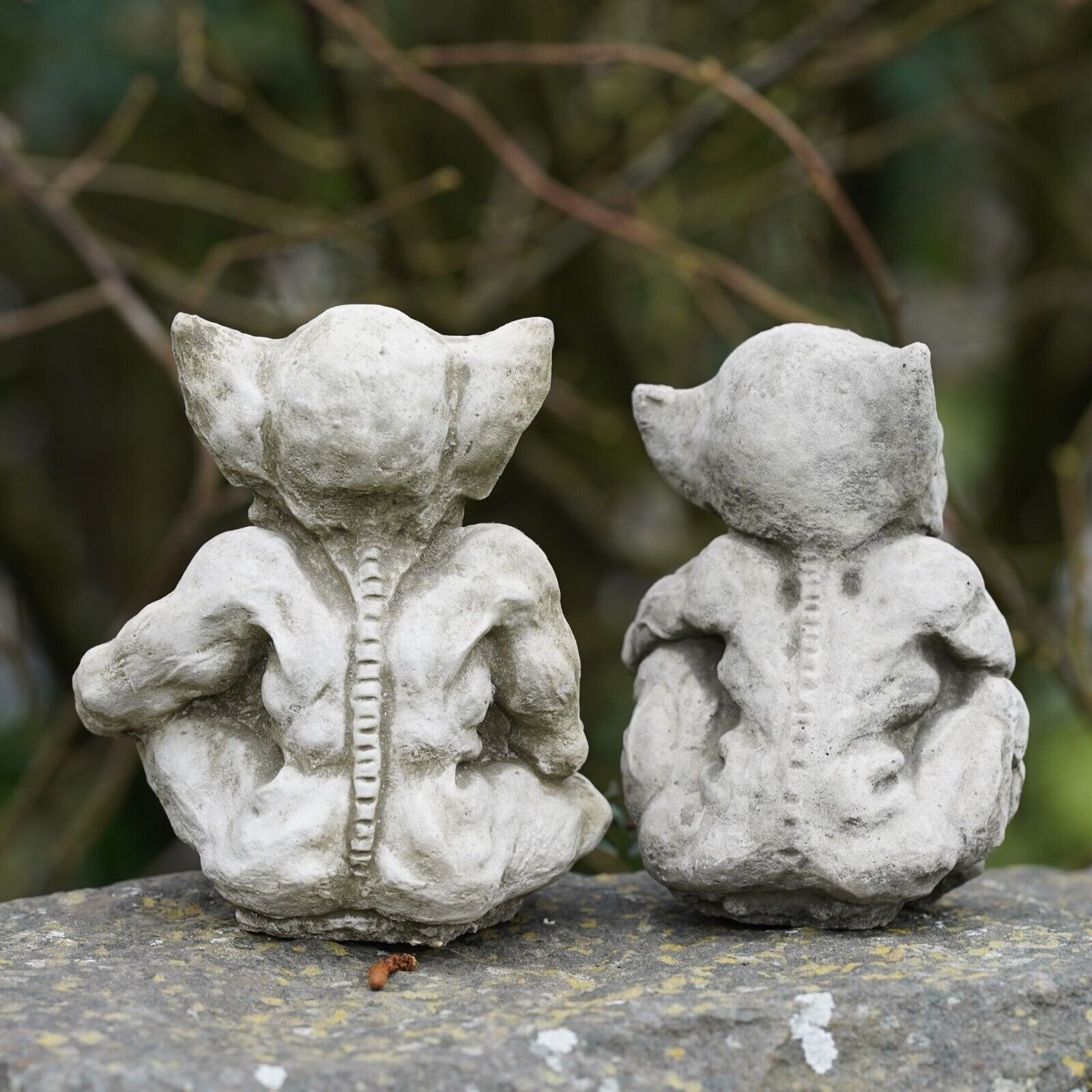 Pair of Sprite Gremlin Stone Statues