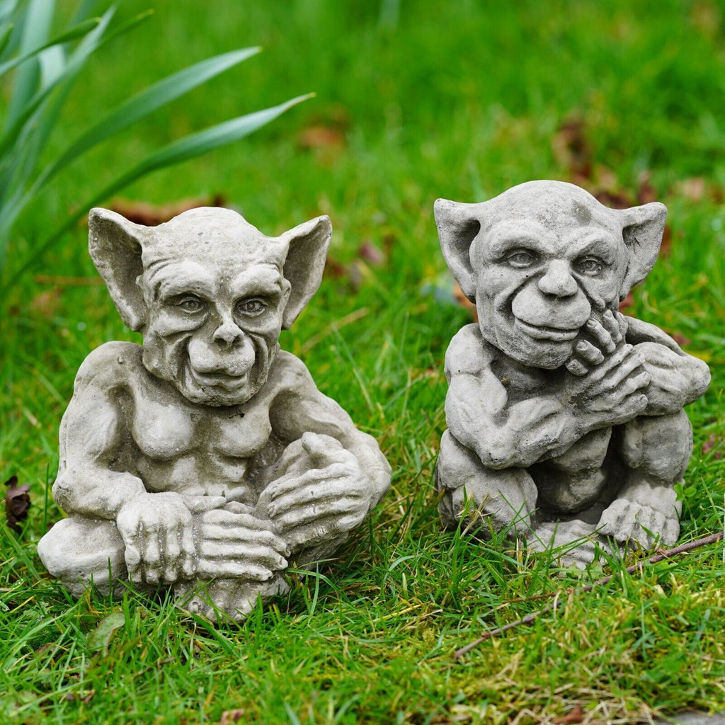 Pair of Sprite Gremlin Stone Statues