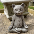 Meditating Cat Stone Garden Statue