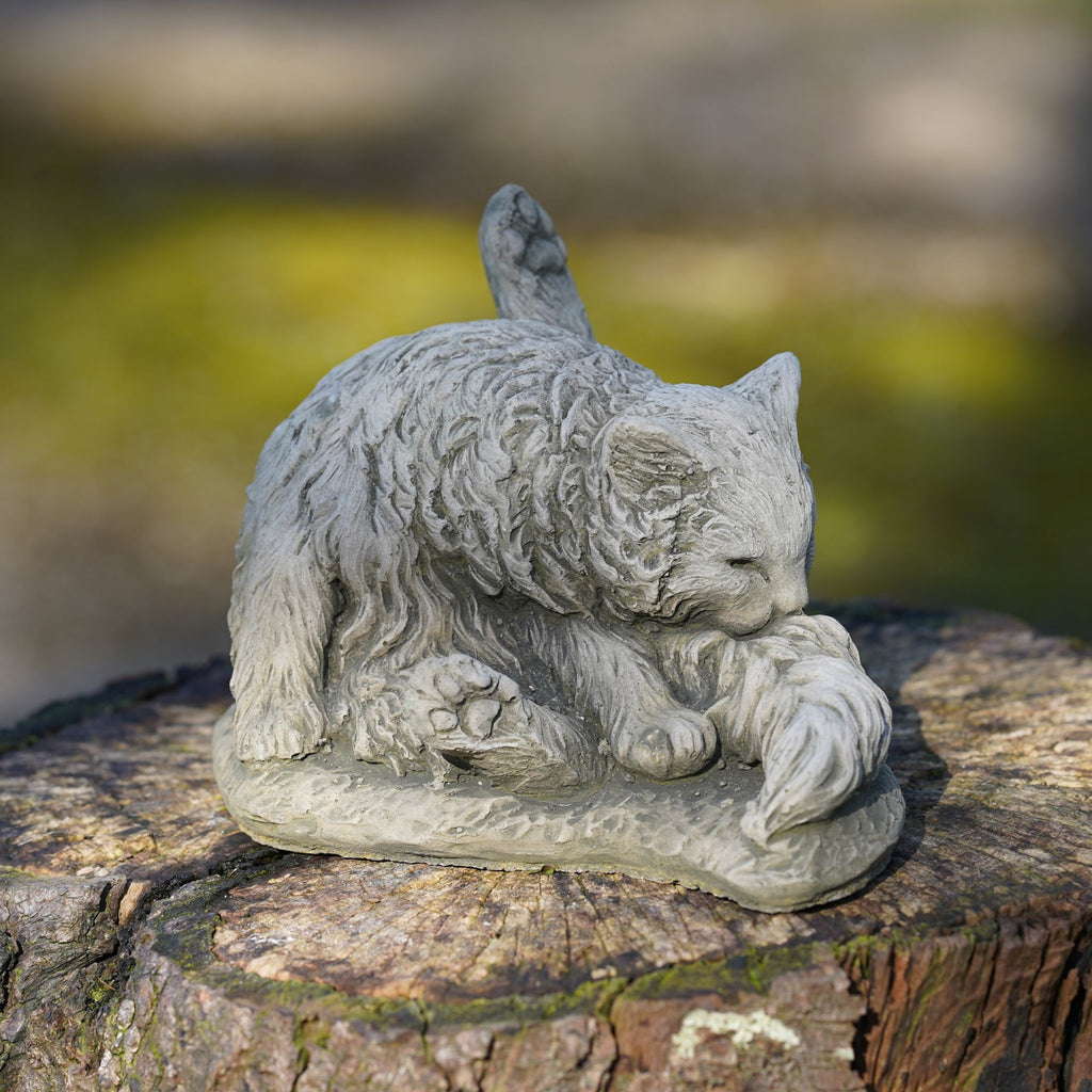 Washing Cat Stone Statue