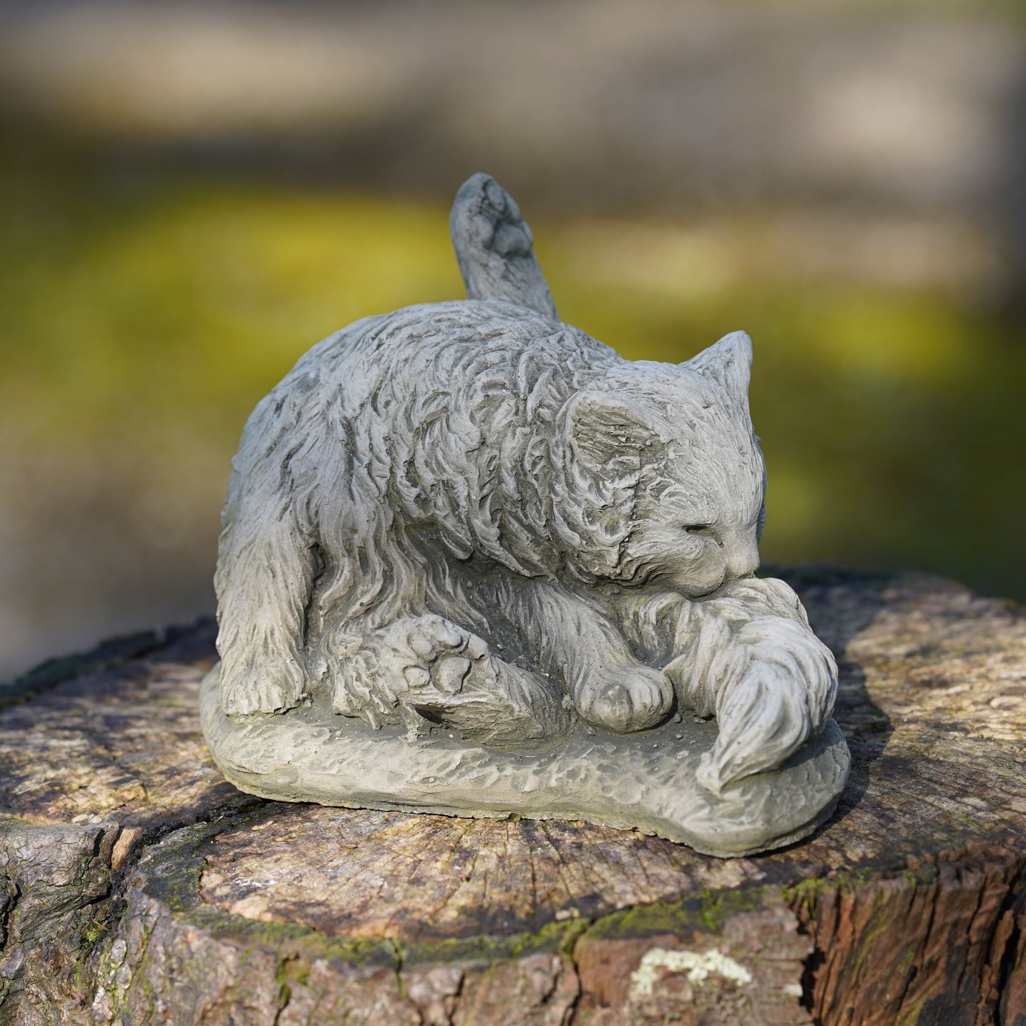 Washing Cat Stone Statue