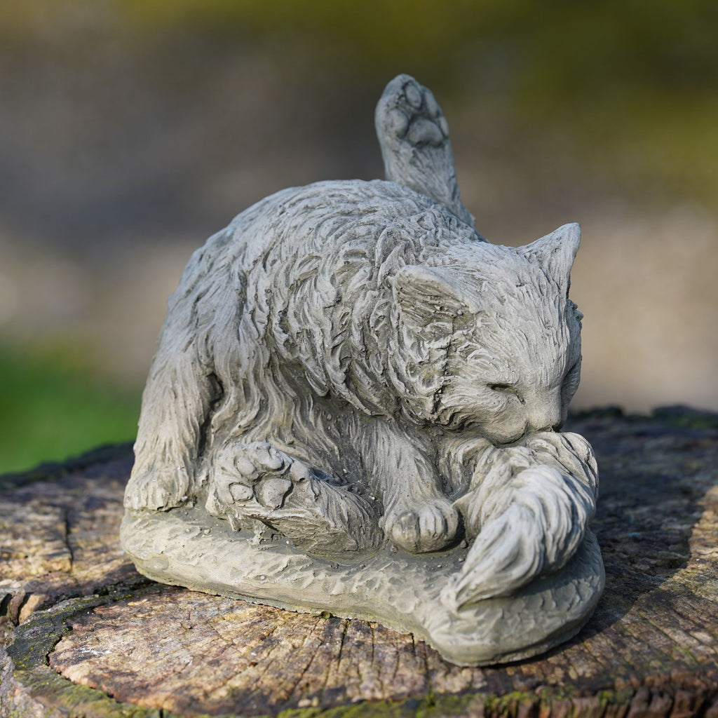 Washing Cat Stone Statue
