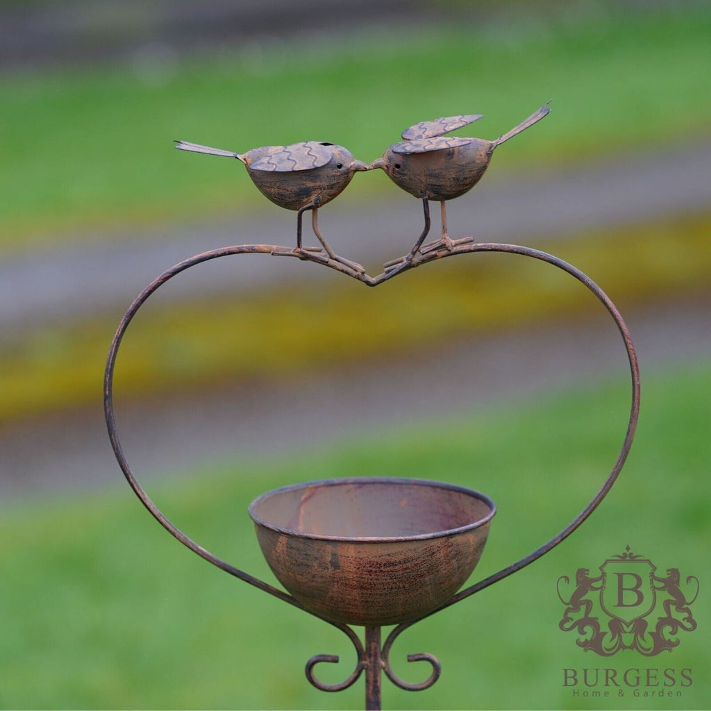 Robins on Heart Bird Bath Feeder