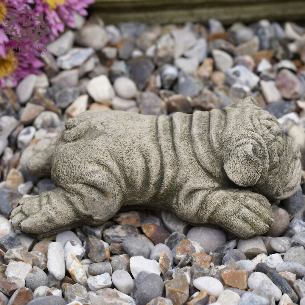 Laying Shar Pei Stone Statue