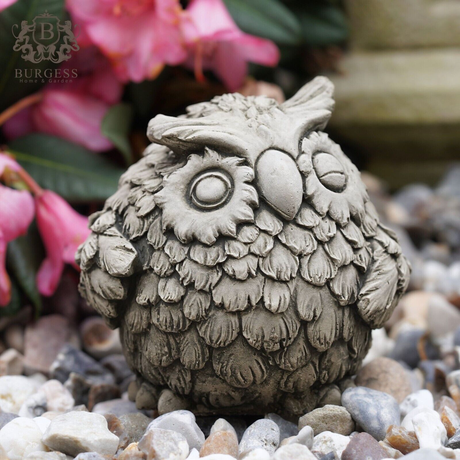 Winking Owl Stone Statue