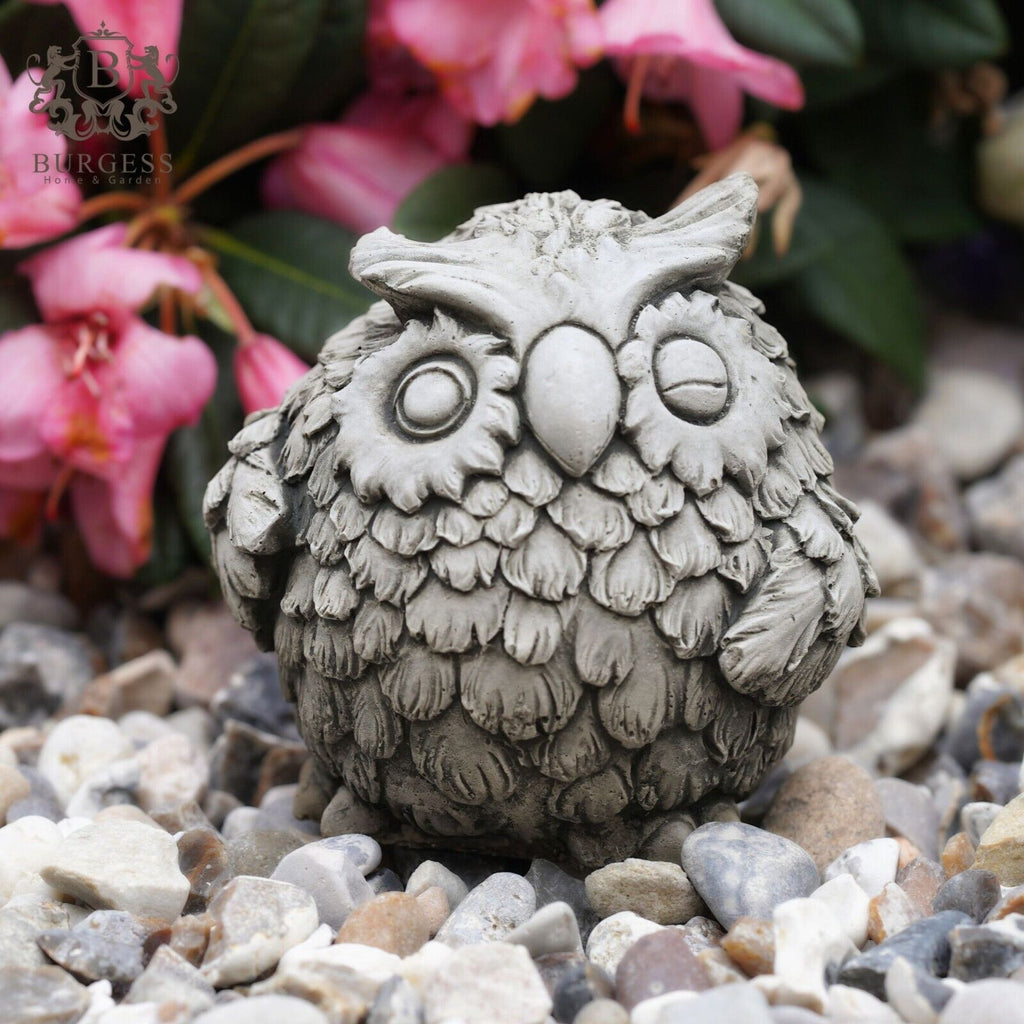 Winking Owl Stone Statue