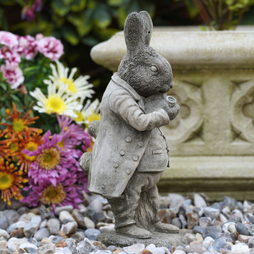 Rabbit Smoking Hare Stone Statue – Burgess Home and Garden