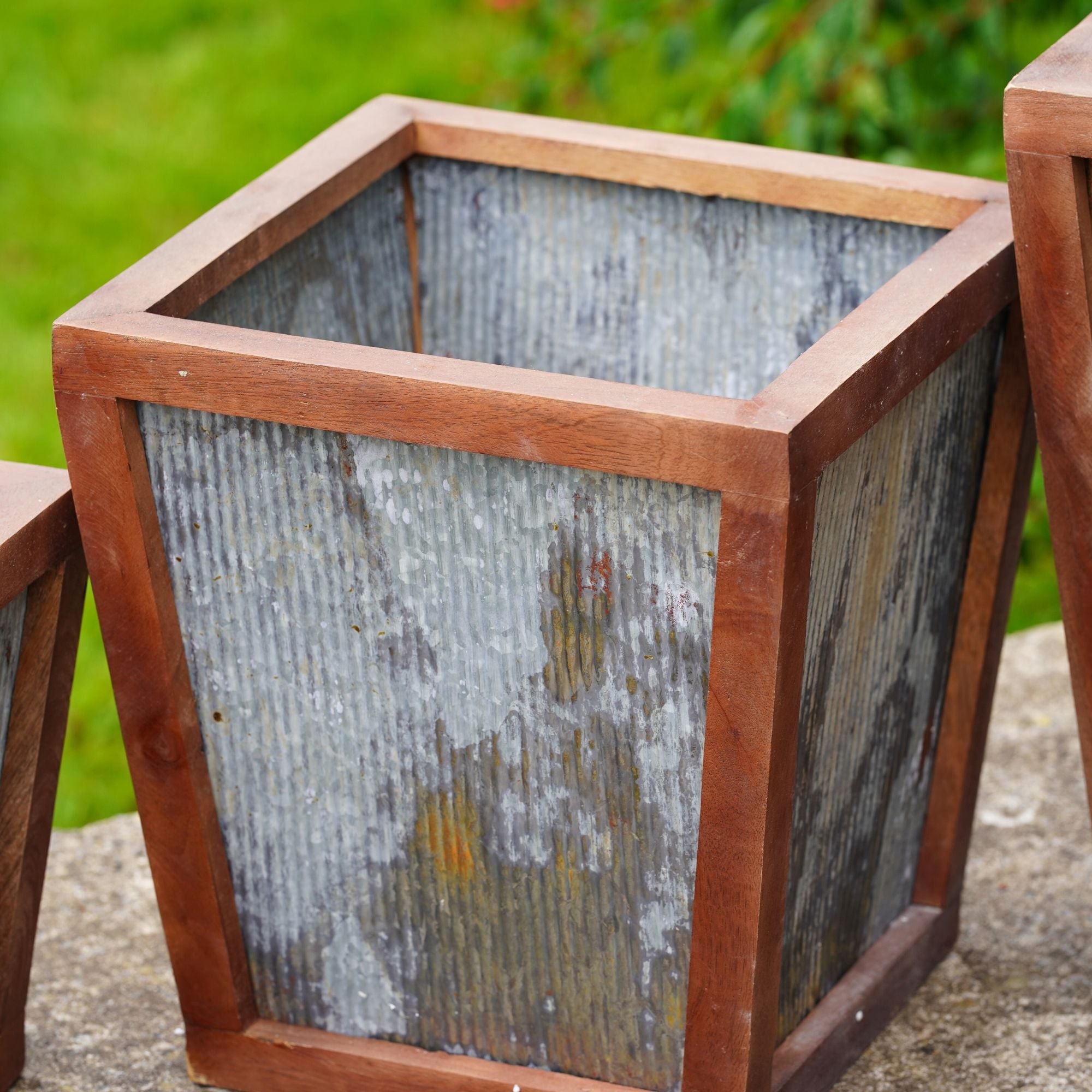 Large Rustic Galvanised Metal Planter