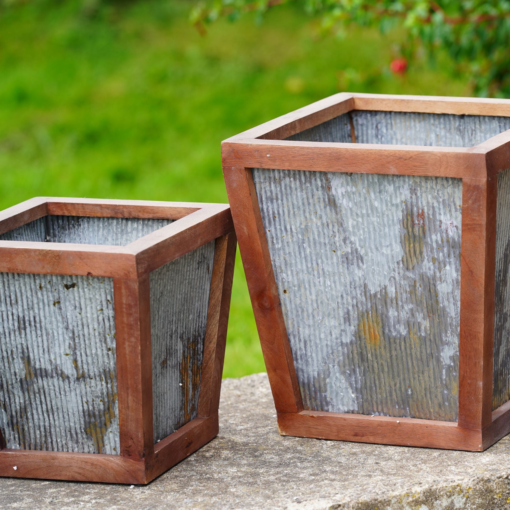 Large Rustic Galvanised Metal Planter
