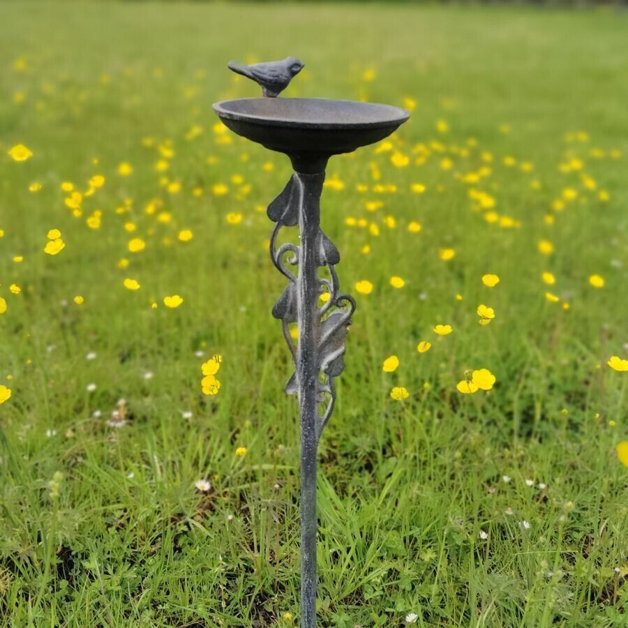 Cast Iron Stake Bird Feeder Lead Finish