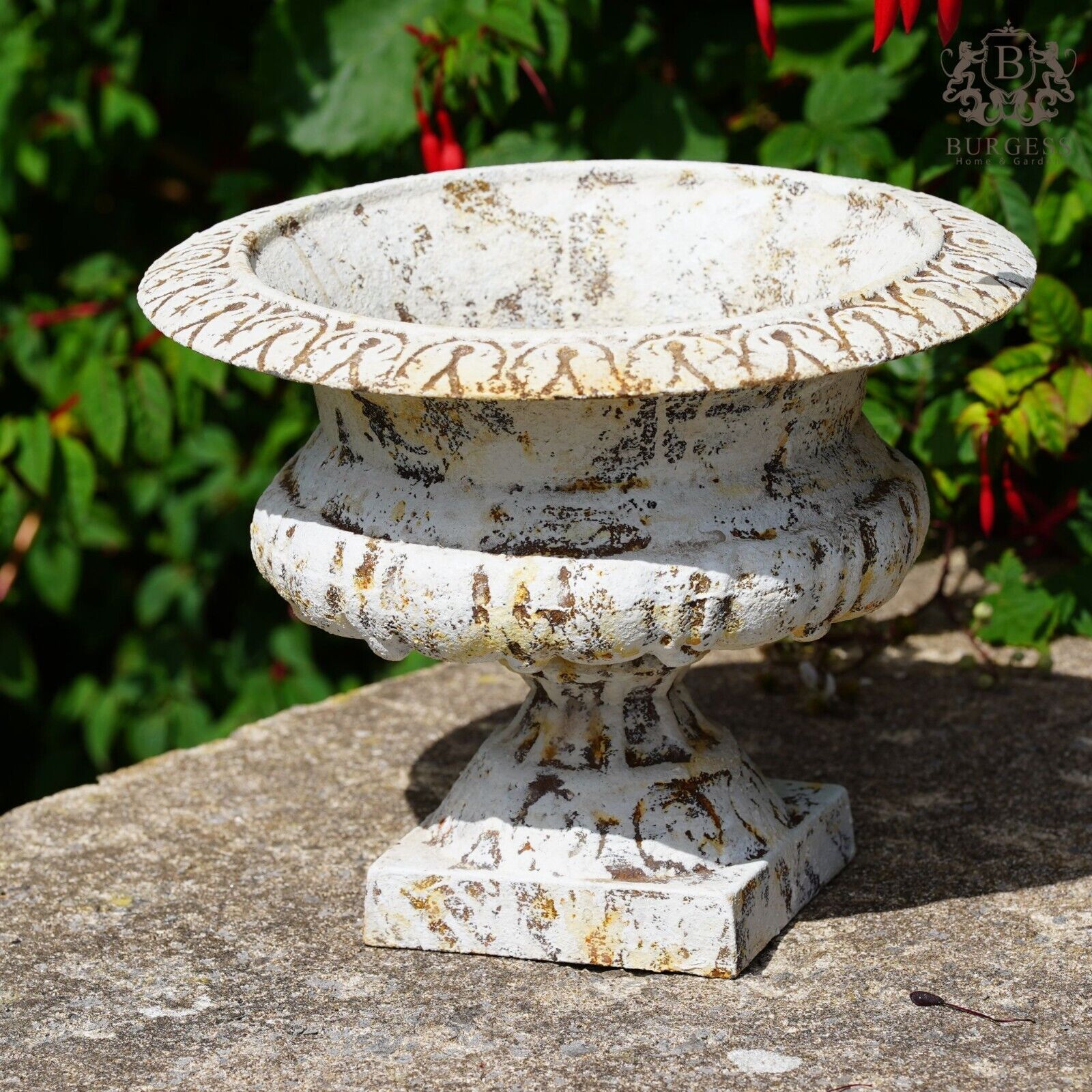 Cast Iron Urn Antique Cream