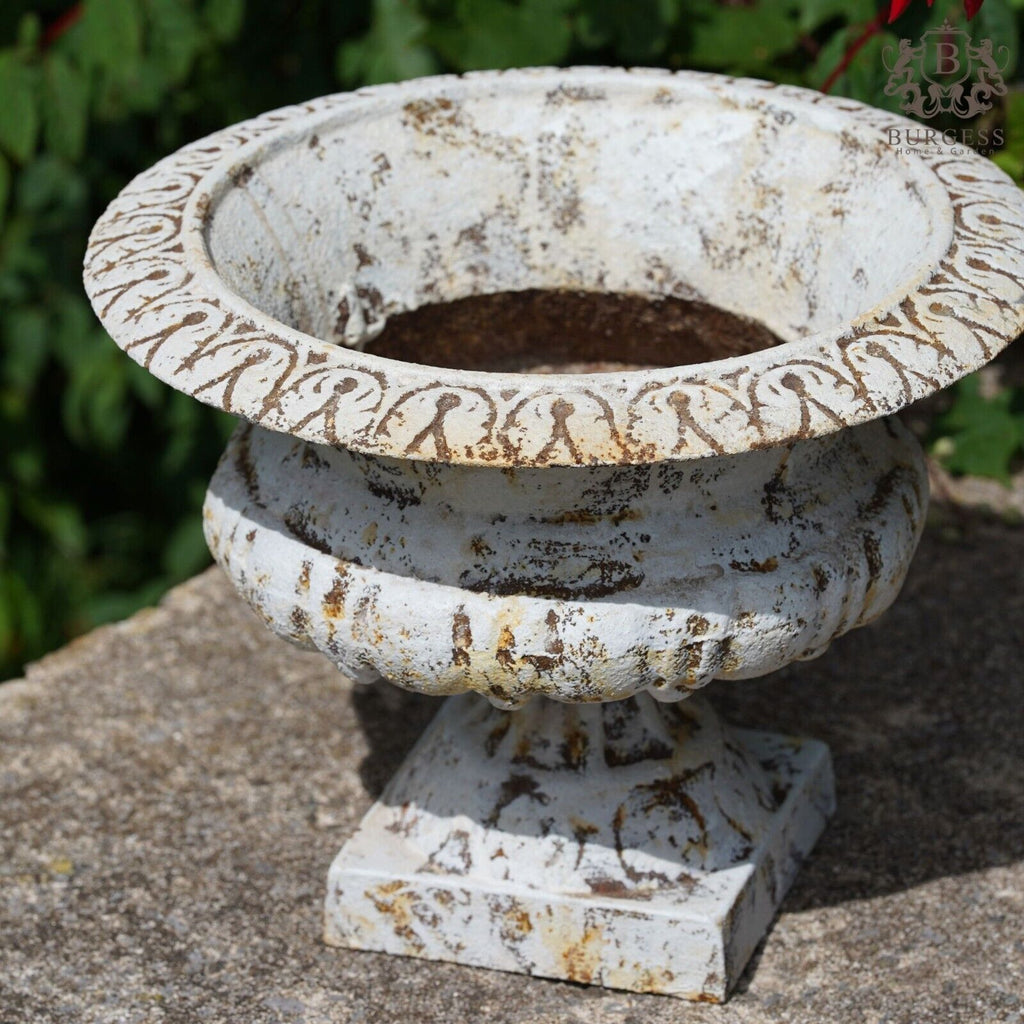Cast Iron Urn Antique Cream