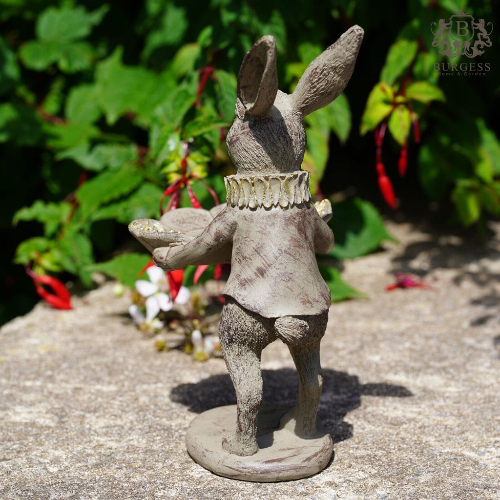 Hare with Tray Bird Feeder Statue