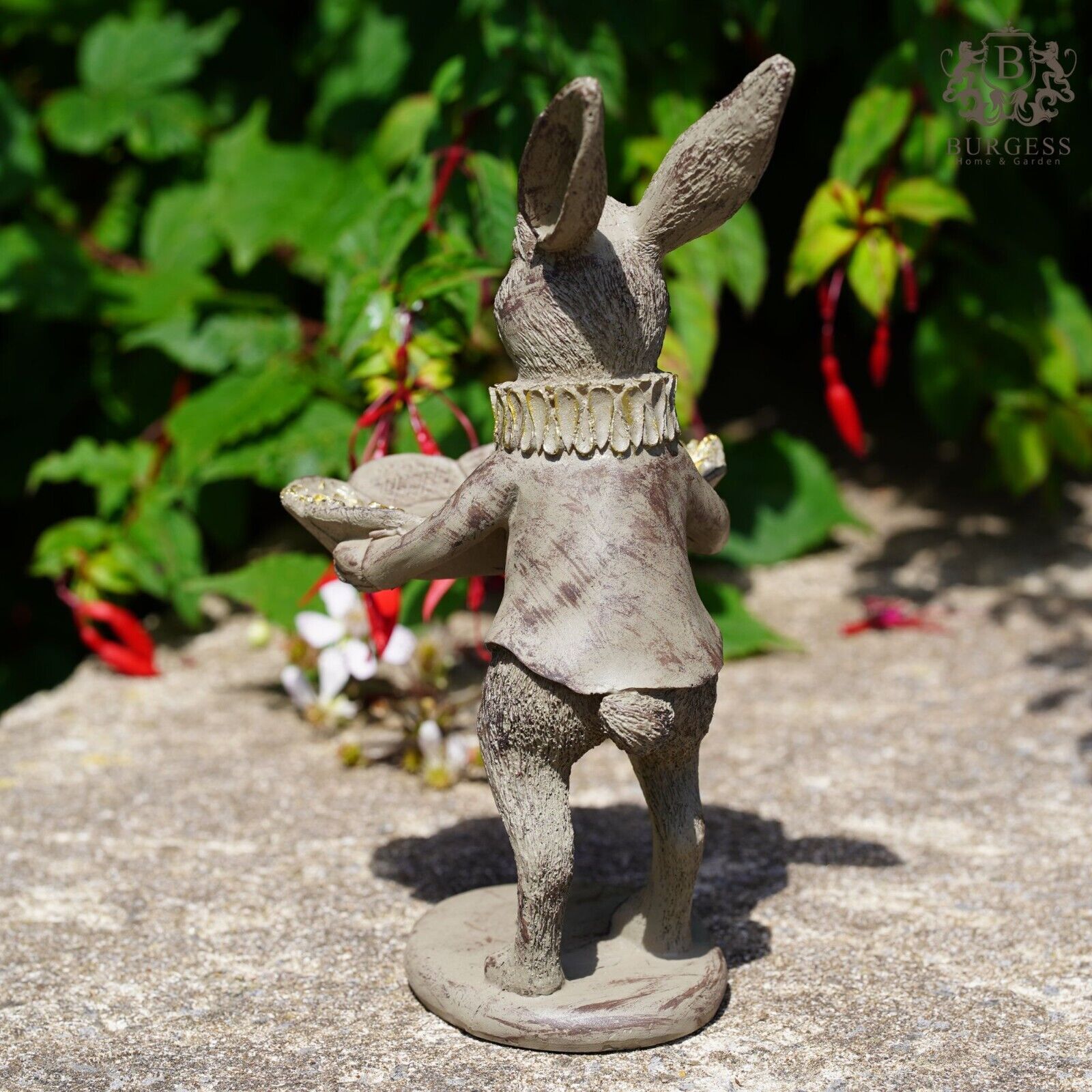 Hare with Tray Bird Feeder Statue
