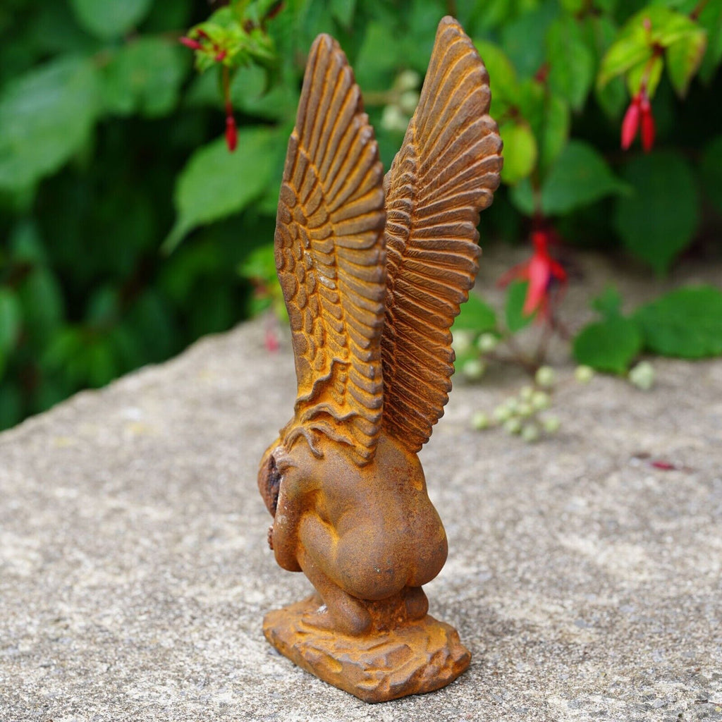 Cast Iron Winged Angel Statue