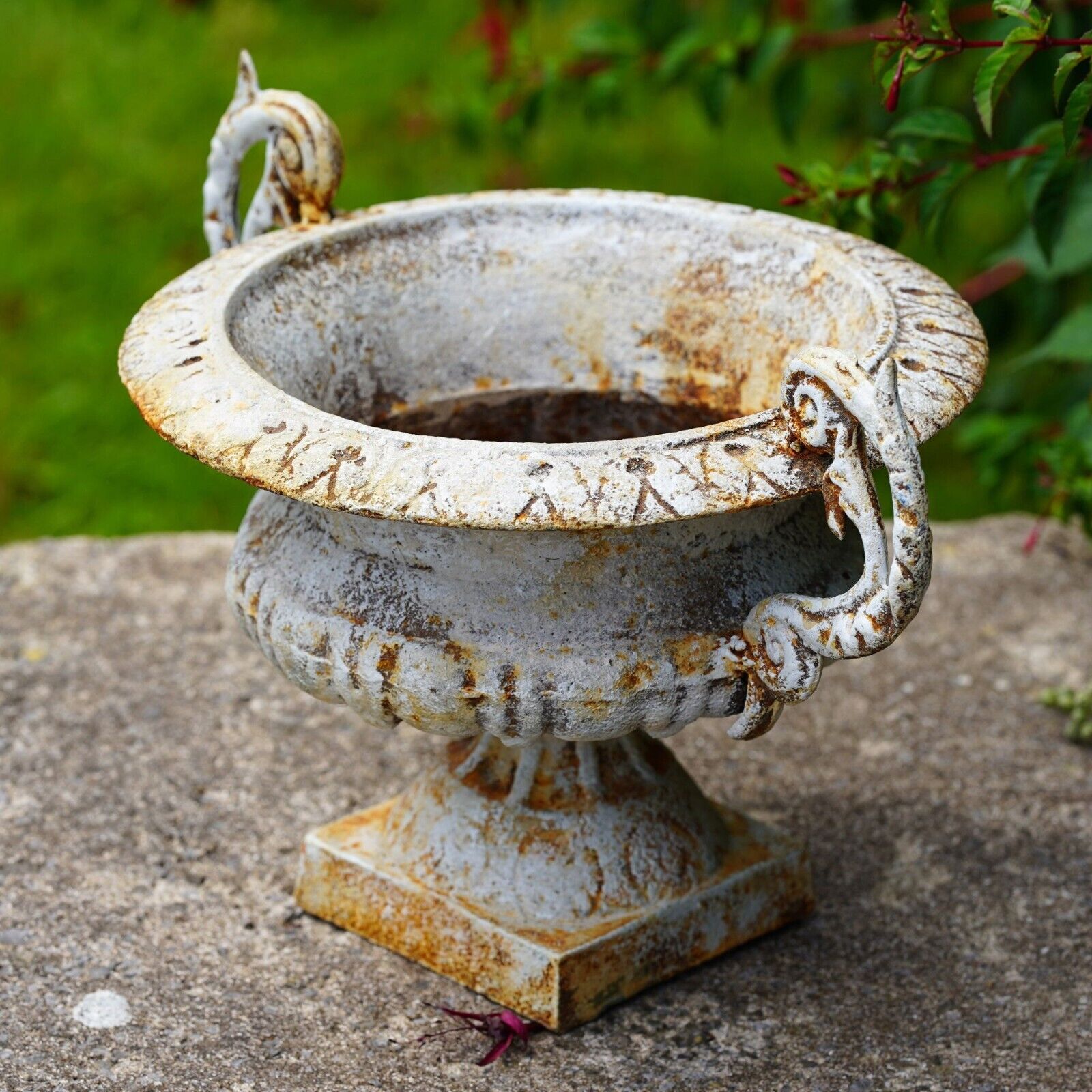 Cast Iron Urn Handled Antique Cream