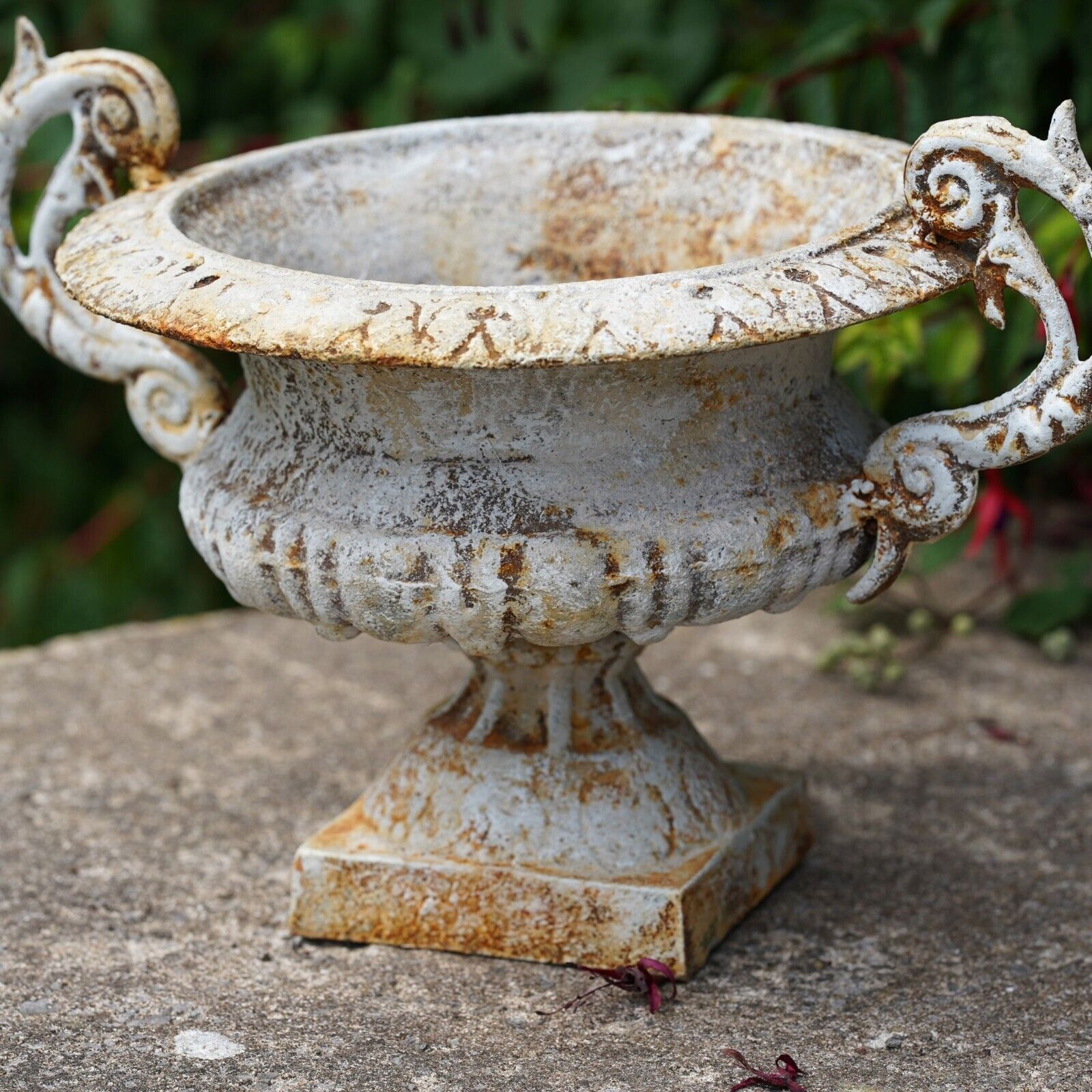 Cast Iron Urn Handled Antique Cream
