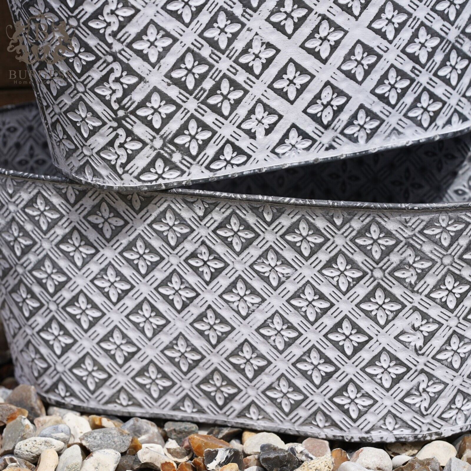 Floral Rose Galvanised Metal Planter