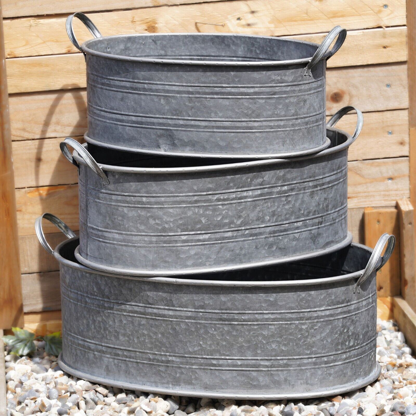 Tub Planter Galvanised Metal Flower Pot