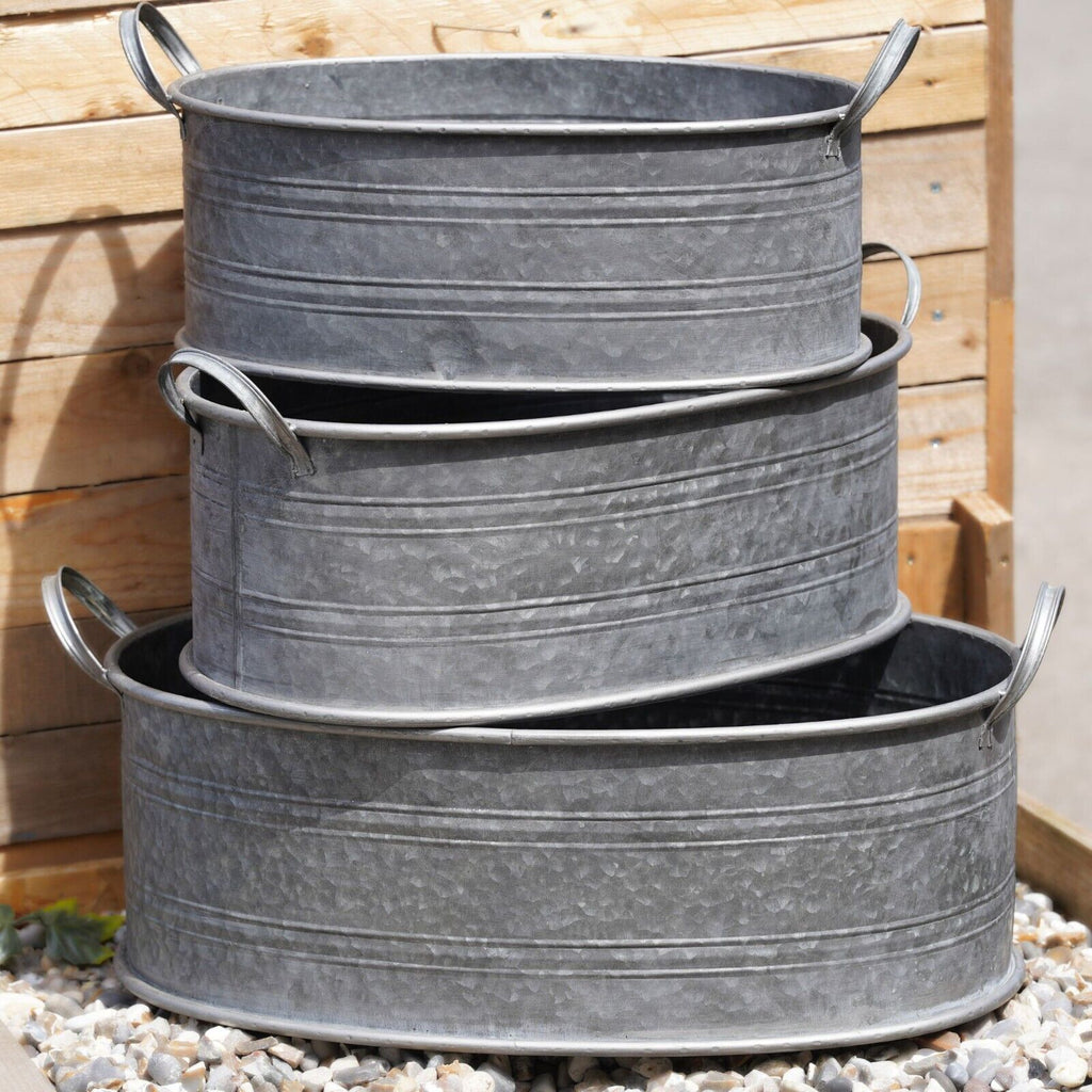Tub Planter Galvanised Metal Flower Pot