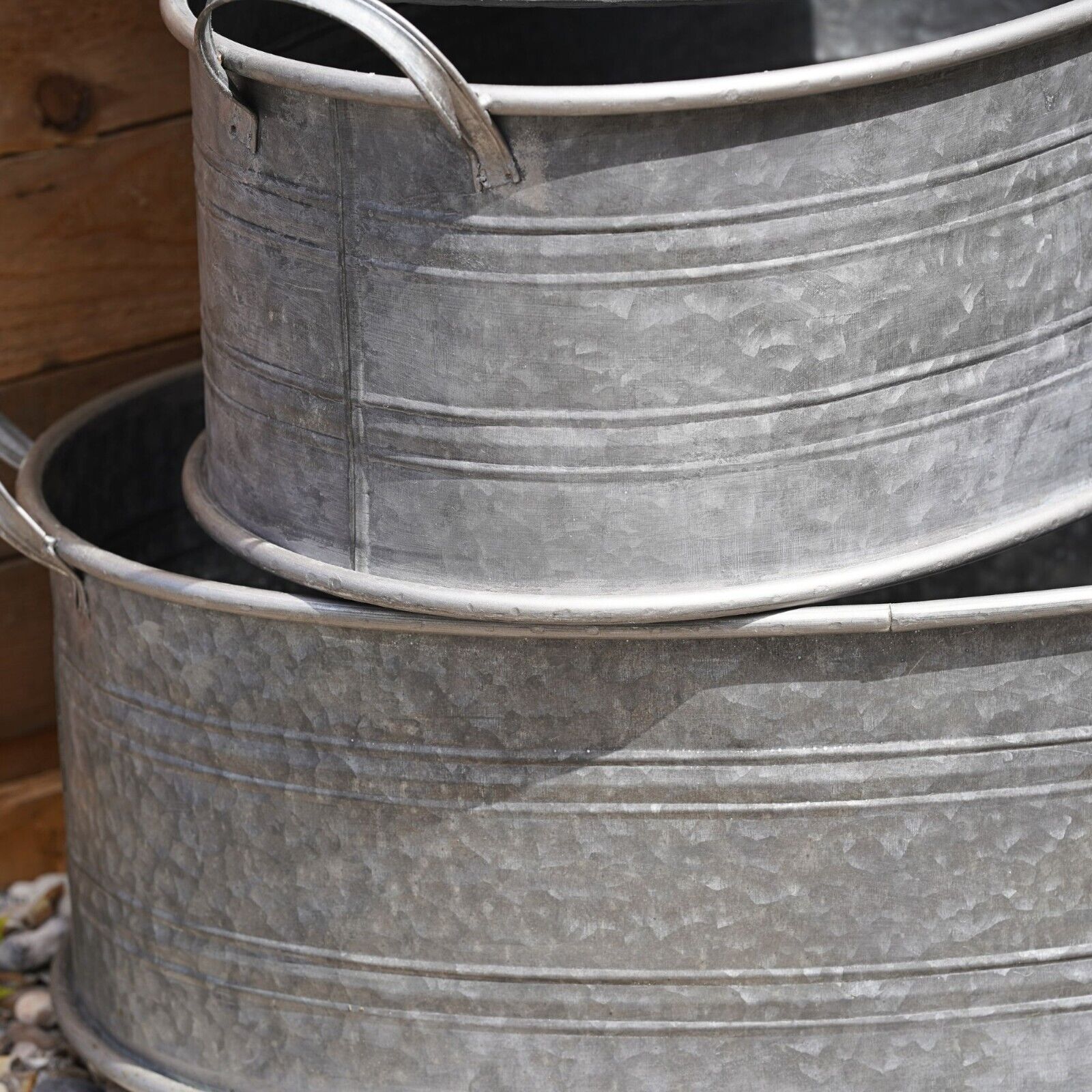 Tub Planter Galvanised Metal Flower Pot