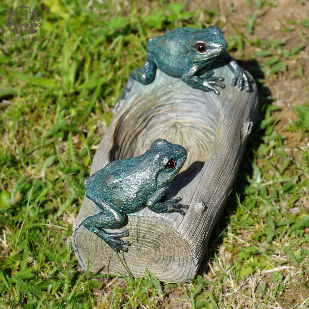 Frogs on Log Bird Feeder