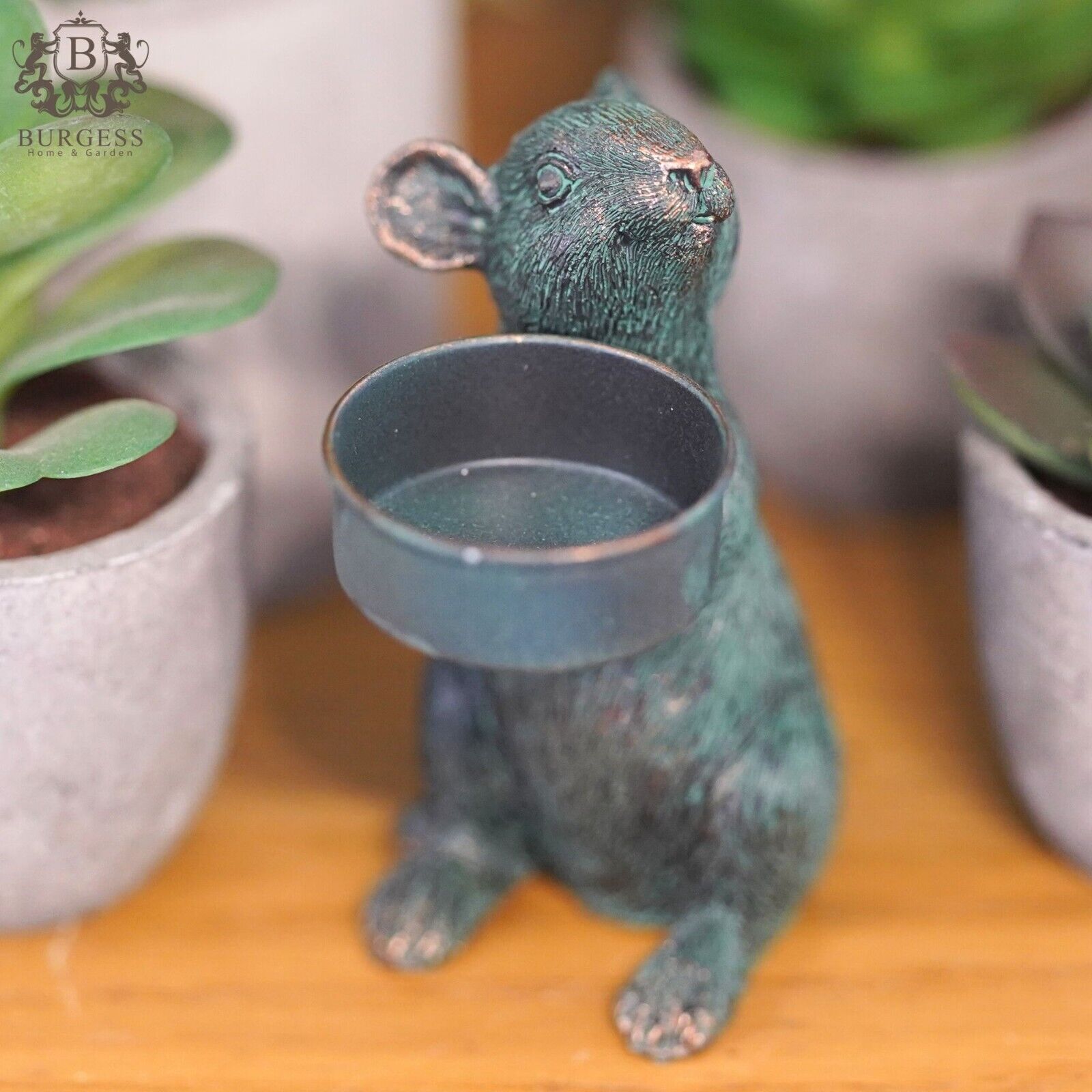 Mouse Tealight Holder Resin Statue