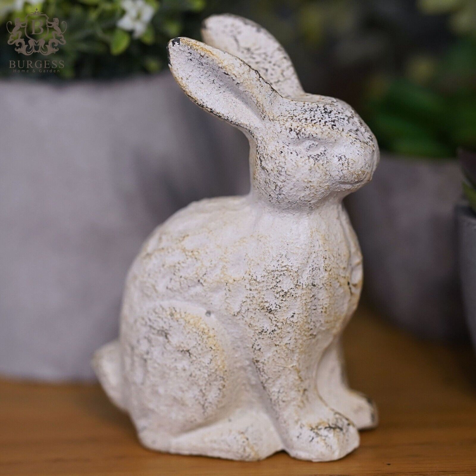 Cast Iron Rabbit Antique White