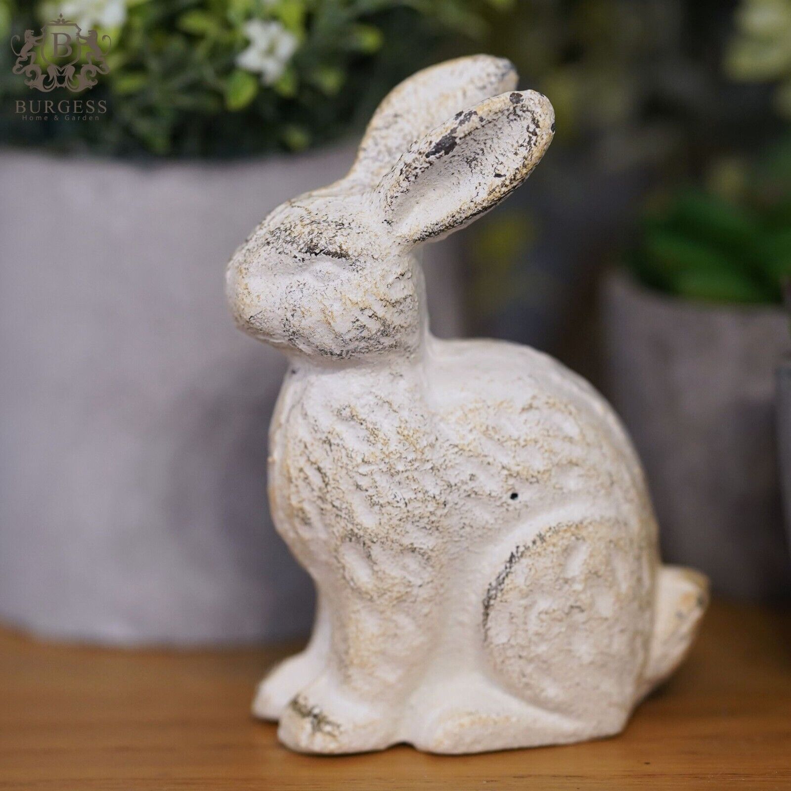 Cast Iron Rabbit Antique White