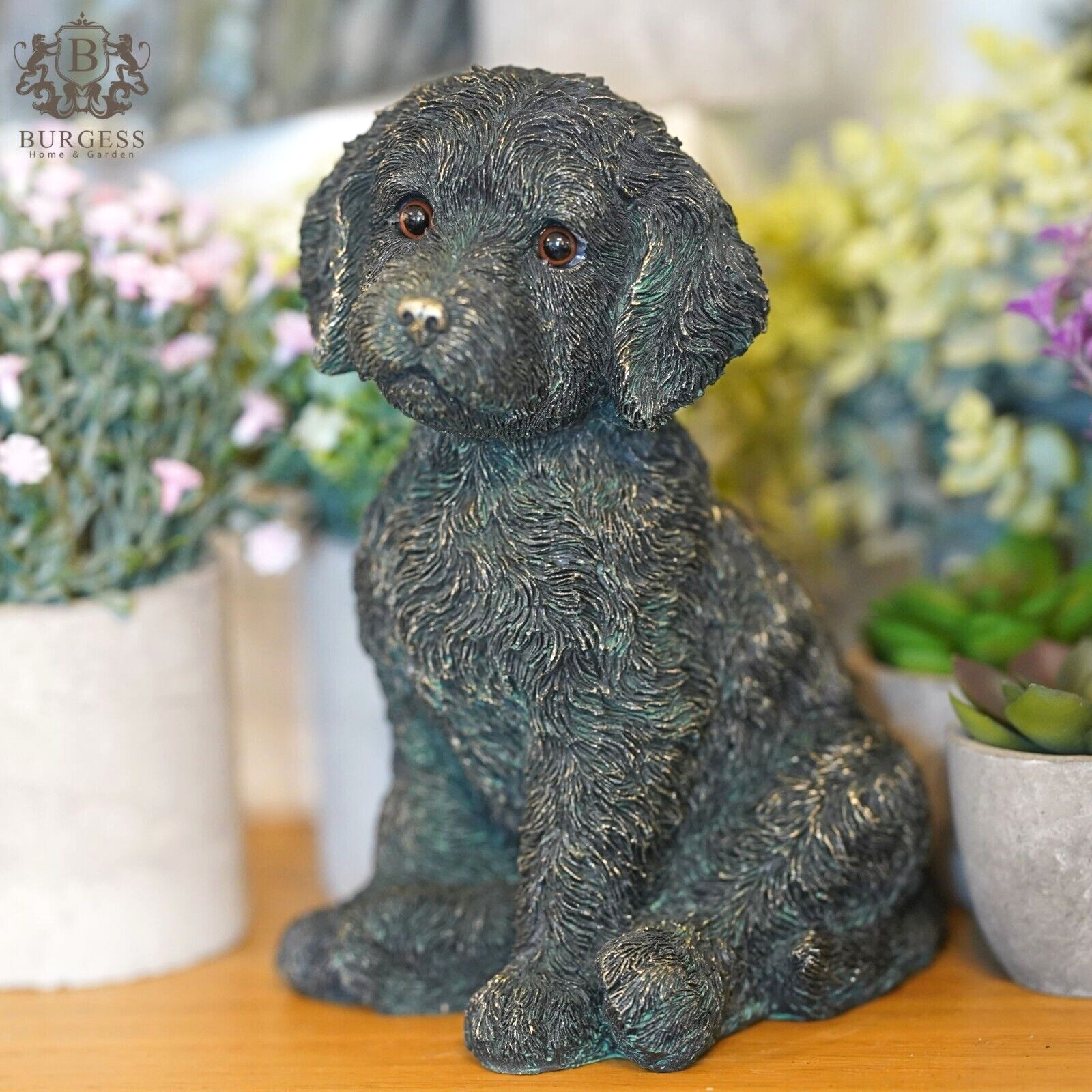Cockapoo Puppy Dog Bronze Finish Statue