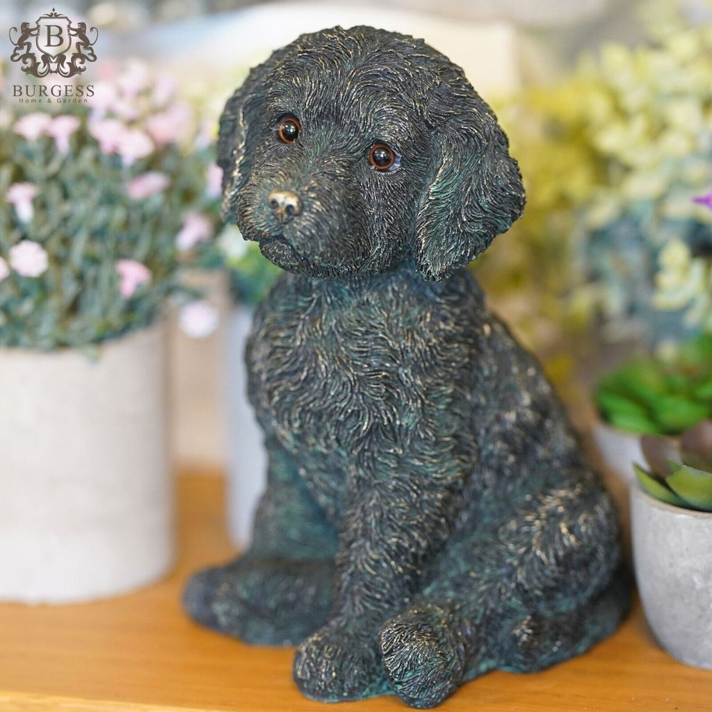 Cockapoo Puppy Dog Bronze Finish Statue