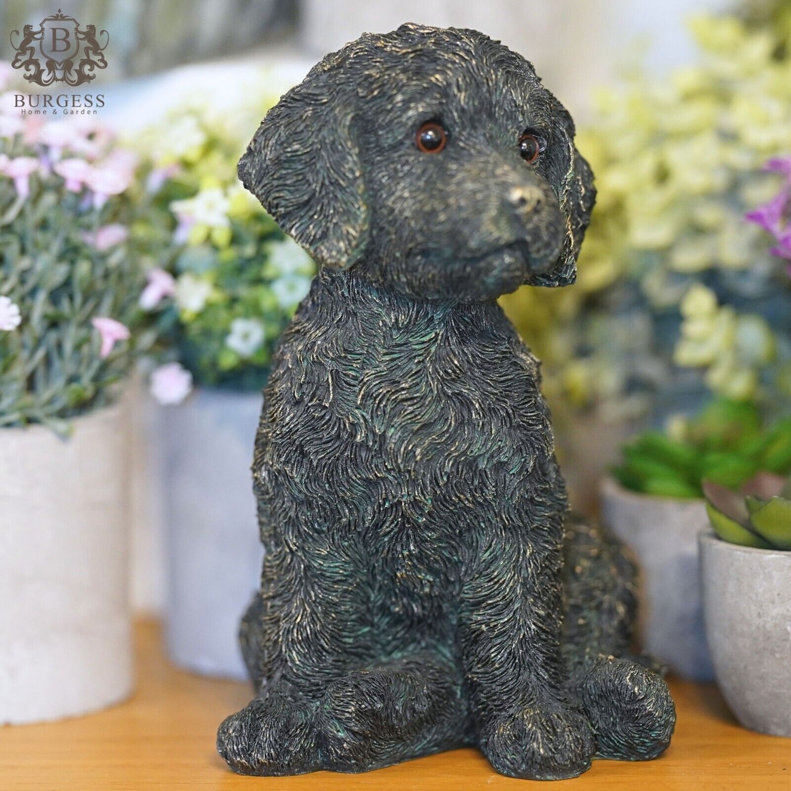 Cockapoo Puppy Dog Bronze Finish Statue