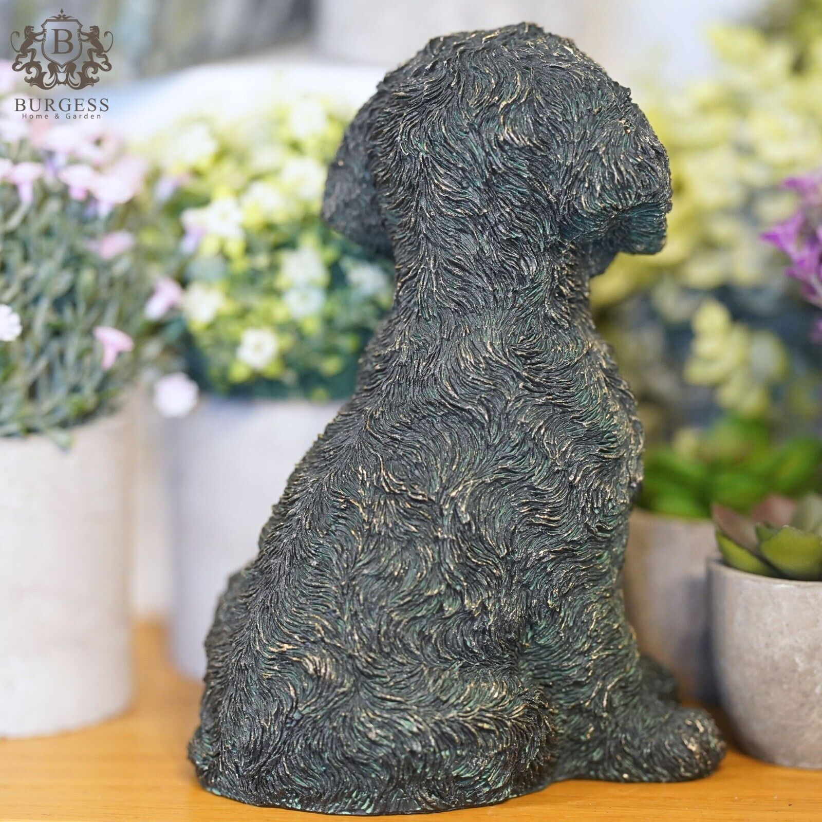 Cockapoo Puppy Dog Bronze Finish Statue