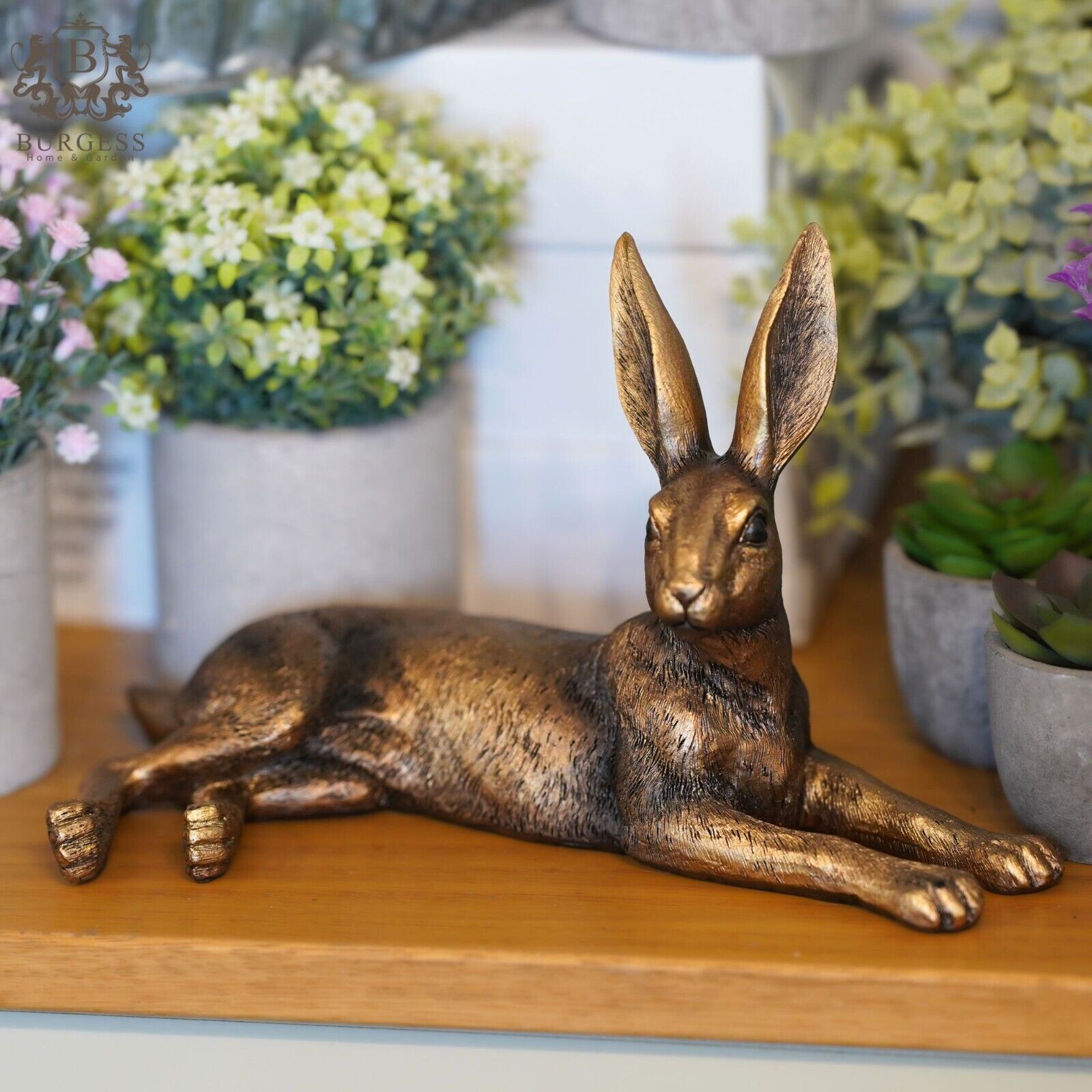 Gold Laying Hare Home Ornament