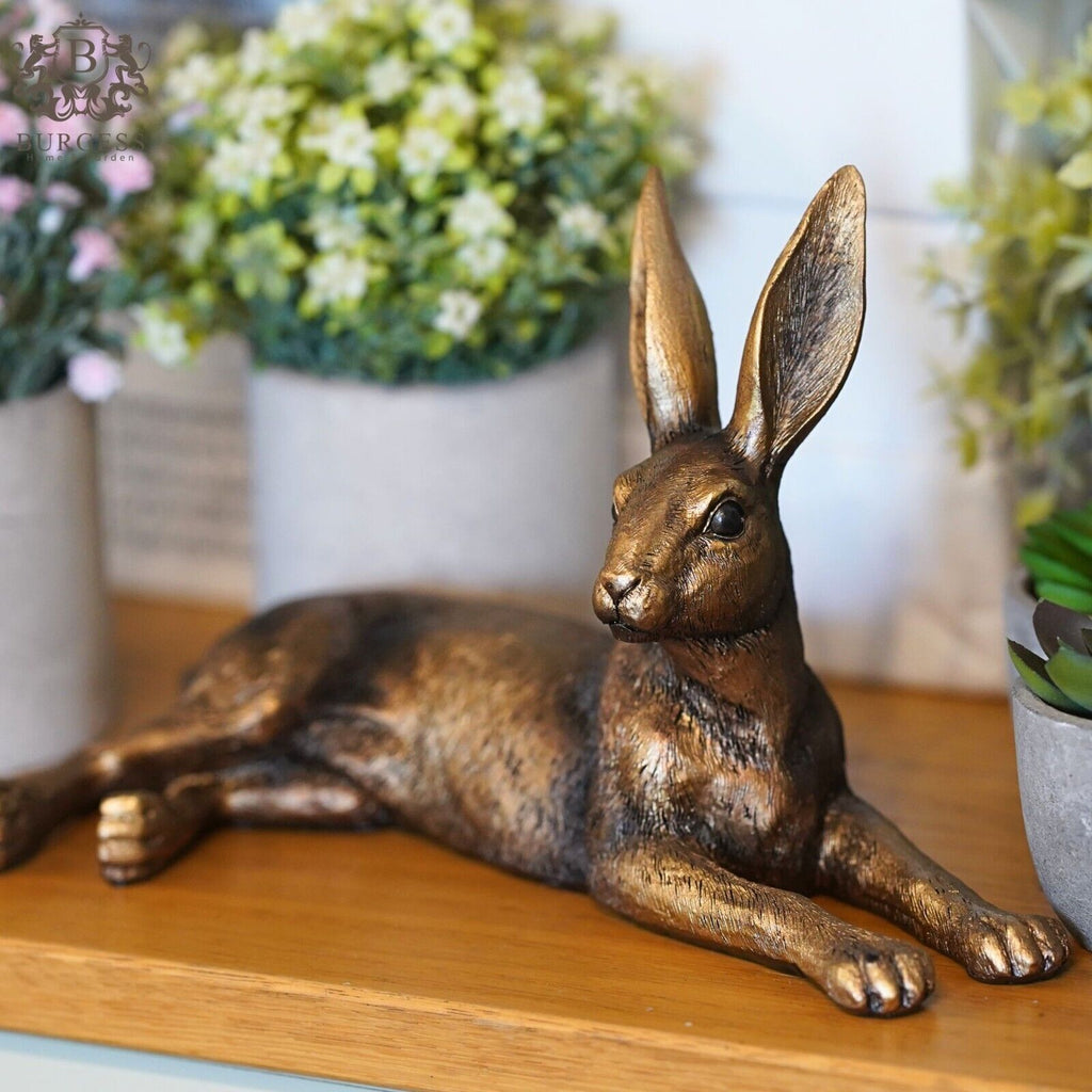 Gold Laying Hare Home Ornament