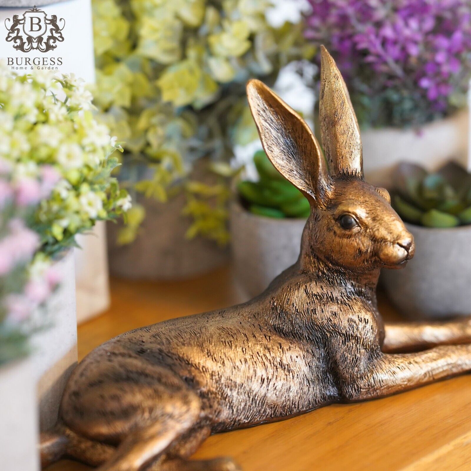 Gold Laying Hare Home Ornament